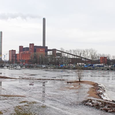 Hanaholmens kraftverk, bild tagen från Havshagen i februari 2016