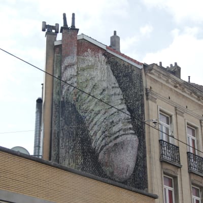 Väggmålning på ett hus i Bryssel