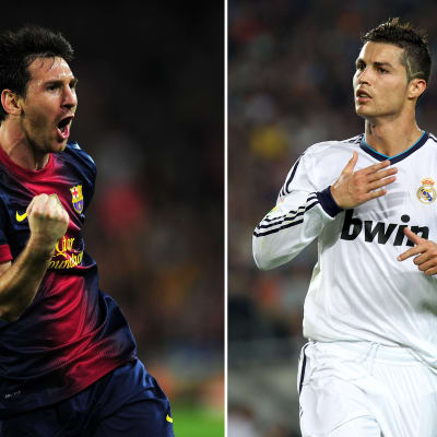 Lionel Messi (vas.) ja Cristiano Ronaldo.
