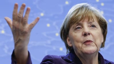 Angela Merkel i Bryssel den 17 december 2015 efter att EU-toppmötets första dag avslutats.