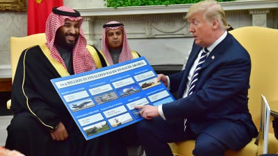 Muhammad bin Salman och Donald Trump i Vita huset.