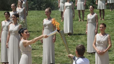 Övning inför tändandet av den olympiska elden i Olympia 09.05.12