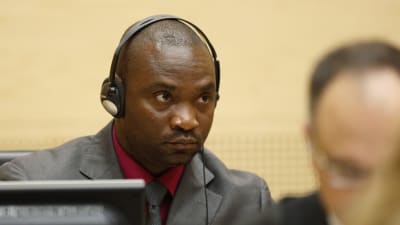 Den kongolesiska krigsherren Germain Katanga under rättegångens slutplädering i ICC i Haag i maj 2012