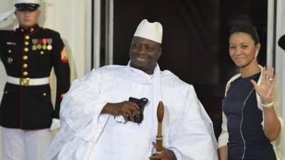 President Yahya Jammeh med sin hustru Zineb Jammeh under ett besök i Vita Huset i augusti 2014