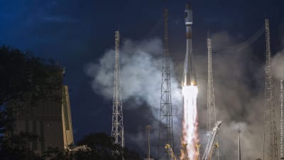 Rysk Sojuzraket skjuts upp med Galileosatelliter ombord 2015.