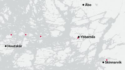 Karta som visar fastigheter i Åbolands skärgård.