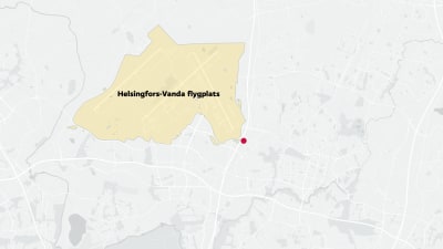 En karta som visar en fastighets placering strax sydöst om Helsingfors-Vanda flygplats.