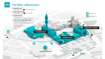 Karta över Yles campus i Böle