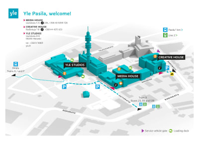 Yle in Pasila, map