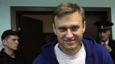 Aleksej Navalnyj under en domstolsförhandling i Moskva den 6 oktober 2017