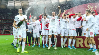 Polska spelare firar avancemang till EM.
