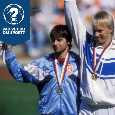 Jan Zelezny, Tapio Korjus och Seppo Räty på prispallen i OS i Seoul 1988.