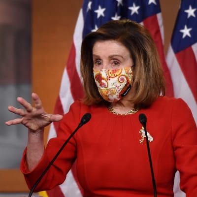 Representanthusets talman Nancy Pelosi fotograferad under en presskonferens den 11 februari. 