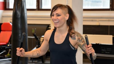 Eva Wahlström tränar på Sport Science Lab i Åbo, mars 2018.