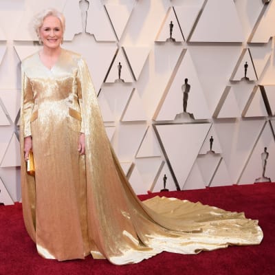 Närbild på Glenn Close på Oscarsgalan 2019.
