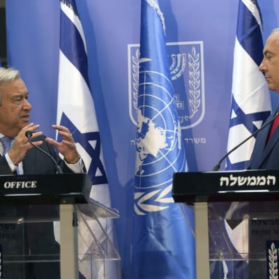 Netanyahu framförde sina anklagelser och hotelser mot Iran under ett möte med FN:s generalsekreterare Antonio Guterres i Israel