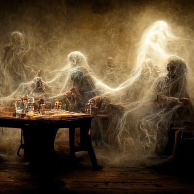 Ockulta andar invid ett bord.