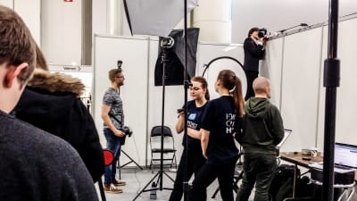 Rekryteringsmässans fotostudio.