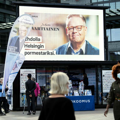 samlingspartiets valkampanj i Helsingfors inför kommunalvalet.