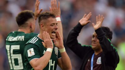 Den mexikanska landslagsspelaren Javier Hernandez är uppspelt efter en vinst mot Tyskland.