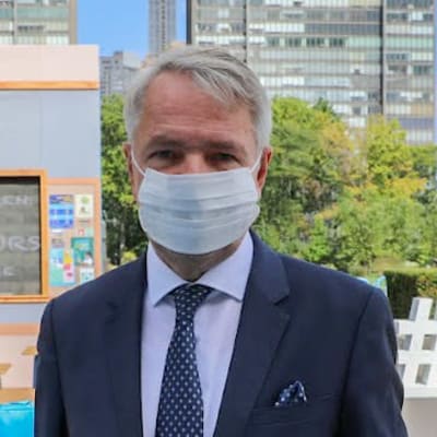 Utrikesminister Pekka Haavisto i New York under FN-veckan 2021.