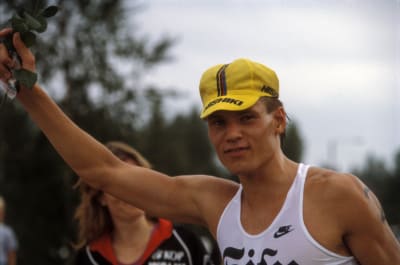 Triathlonisti Pauli Kiuru vuonna 1988 kuvattuna.