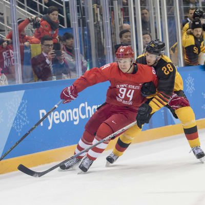 Idrottarna från Ryssland mötte Tyskland i OS-finalen 2018.
