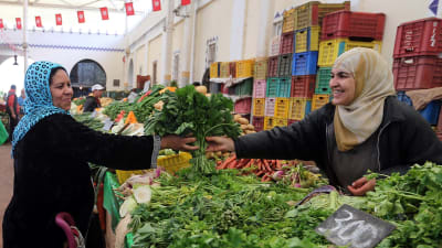 Grönsakshandlare i Tunis.