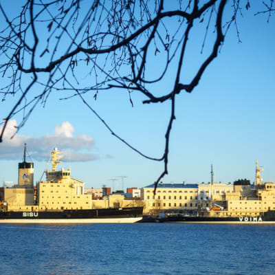 Jäänmurtajat Sisu ja Voima laiturissa Katajanokalla.
