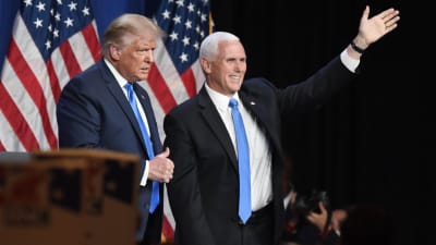 Donald Trump och Mike Pence på Republikanernas partikonvent i USA 24.8.2020.