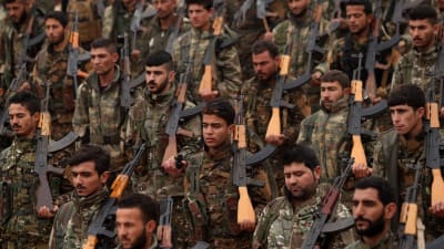 Soldater ur den kurddominerade SDF-styrkan i Syrien