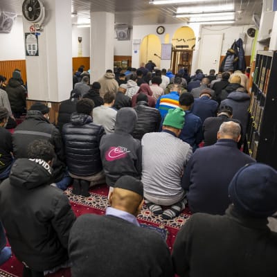 Perjantai rukous Suomen islamilaisen yhdyskunnan moskeijassa Helsingissä