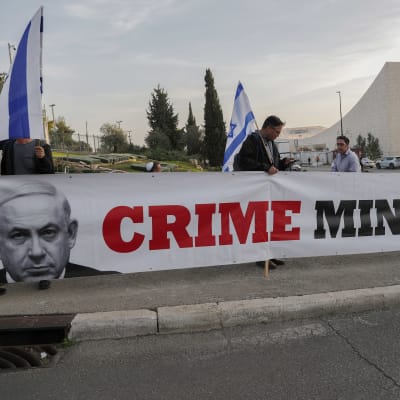 Demonstration mot Israels premiärminister  