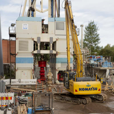 St1:n geotermisen lämpölaitoksen työmaa Espoon Otaniemessä.