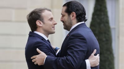 Frankrikes president Emmanuel Macron tog emot Saad Hariri i Elysé-palatset i Paris.