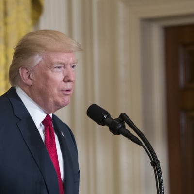 Donald Trump på en presskonferens i Washington den 20 april 2017