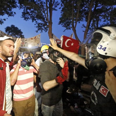 Demonstranter försvarar träden i Geziparken
