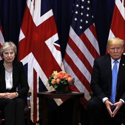 Storbritanniens premiärminister Theresa May och USA:s president Donald Trump under ett möte vid FN:s generalförsamling i New York den 26 september 2018.