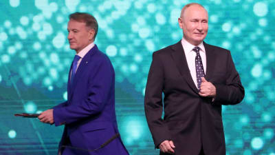 Sberbanks chef Herman Gref och Vladimir Putin.