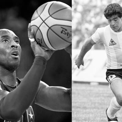 Kobe Bryant till vänster och Diego Maradona till höger.
