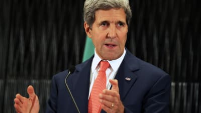USA:s utrikesminister John Kerry under en presskonferens i Kairo.
