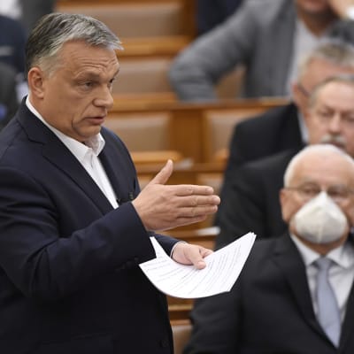Premiärminister Viktor Orbán höll ett tal i det ungerska parlamentet om coronakrisen den 23 mars. 