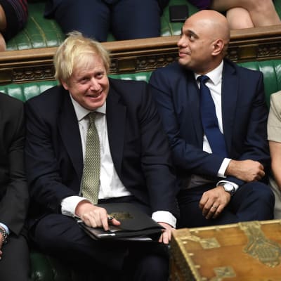 Storbritanniens premiärminister Boris Johnson i parlamentet. 