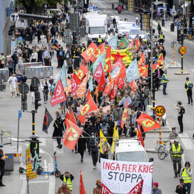 Manifestation mot Nato och de svenska terrorlagarna i Stockholm den 4 juni 2023.