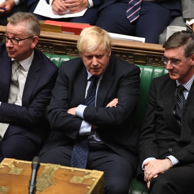 Storbritanniens premiärminister Boris Johnson under tisdagens debatt i parlamentet.