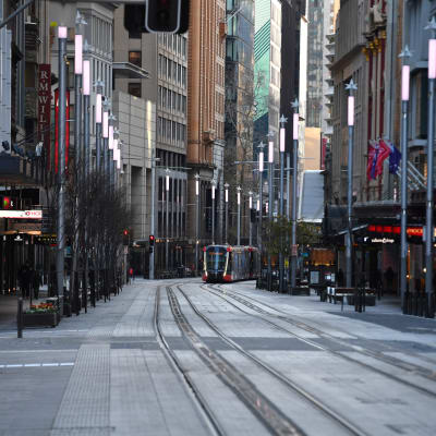 Bild på en tom gata i centrala Sydney.