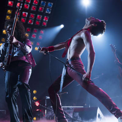 Queen live, scen ur filmen Bohemian Rhapsody.