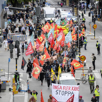 Manifestation mot Nato och de svenska terrorlagarna i Stockholm den 4 juni 2023.