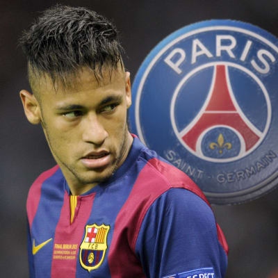 Neymar och PSG:s logo.