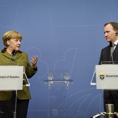 Tysklands förbundskansler Angela Merkel och Sveriges statsminister Stefan Löfven i Stockholm.